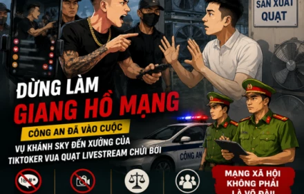Đừng làm "giang hồ mạng", công an đã vào cuộc vụ Khánh sky đến xưởng của tiktoker "vua quạt" livestream chửi bới