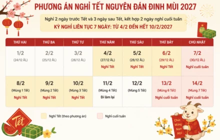 Phương án nghỉ Tết Đinh Mùi từ 28 tháng Chạp