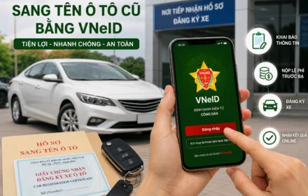 Từ 15/8: Sang tên ô tô cũ, làm thủ tục bằng VNeID có thể được giảm 50% lệ phí trước bạ