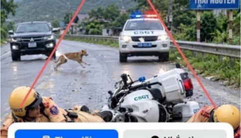 Sự thật hình ảnh 2 CSGT gặp tai nạn khi đang làm nhiệm vụ ở Thái Nguyên