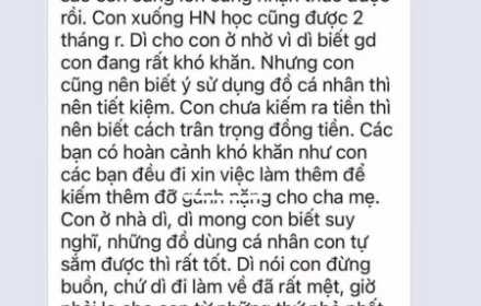 Tin nhắn của dì ruột cho cháu gây tranh cãi