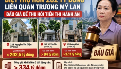 Đấu giá biệt thự hơn 202 tỷ đồng liên quan bà Trương Mỹ Lan toàn mặt phố lớn ở TPHCM