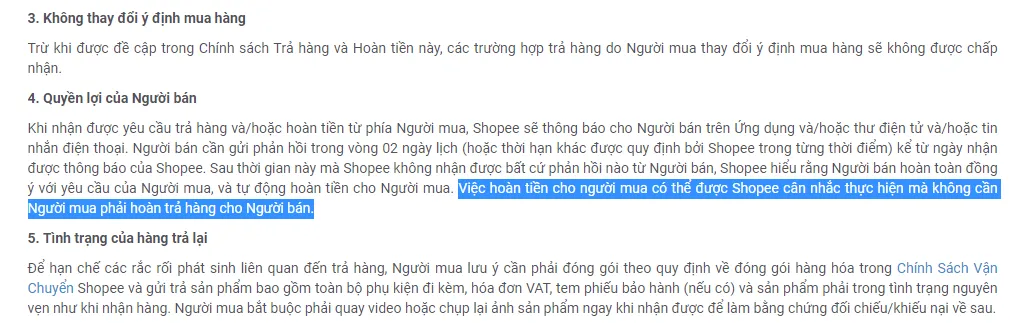 Shopee cho phép người dùng yêu cầu hoàn tiền không cần trả hàng, quyền lợi của người bán có đang bị bỏ qua?