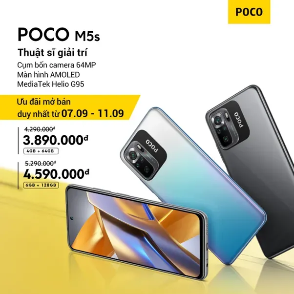 POCO M5 và M5s ra mắt  tại Việt Nam giá chưa đến 4 triệu có hẳn lưng giả da, camera 50MP, màn hình Full HD+ 90Hz