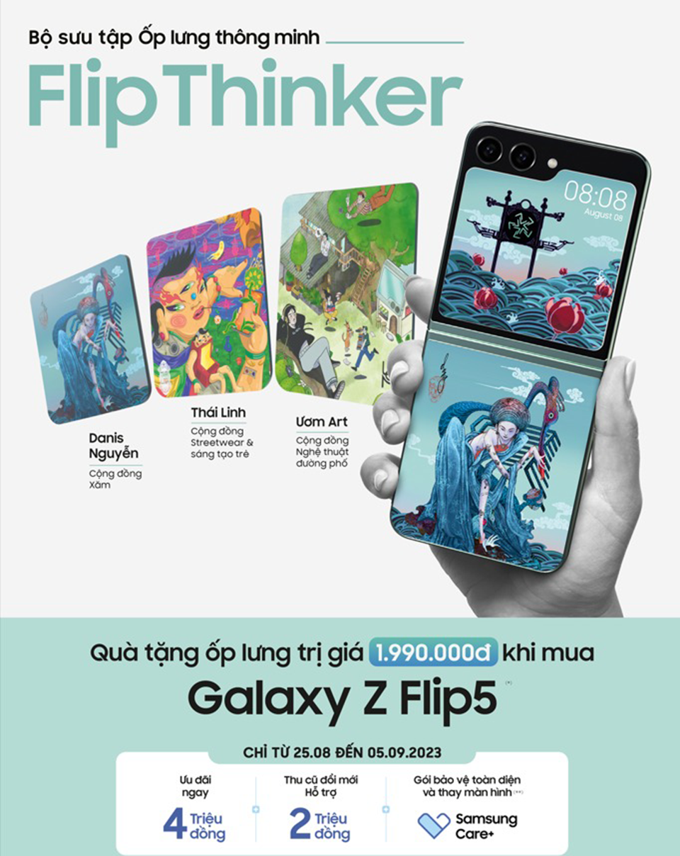 Samsung bắt tay 3 nghệ sĩ Việt tung ra bộ ốp lưng cho Galaxy Z Flip 5