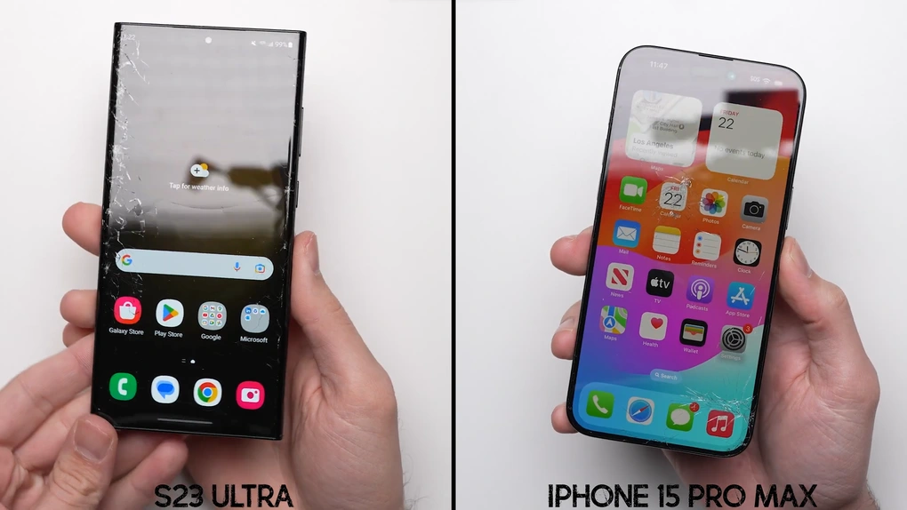 Test độ bền iPhone 15 Pro Max và Galaxy S23 Ultra: Khung titan có làm nên chuyện?