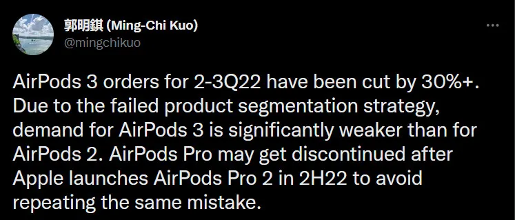 Doanh số AirPods 3 kém cỏi, Apple cắt giảm hơn 30% đơn đặt hàng sản xuất