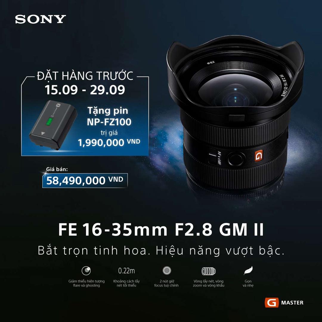 Sony ra mắt G-Master FE 16-35mm F2.8 GM II: Ống kính zoom góc rộng nhỏ nhẹ nhất thế giới