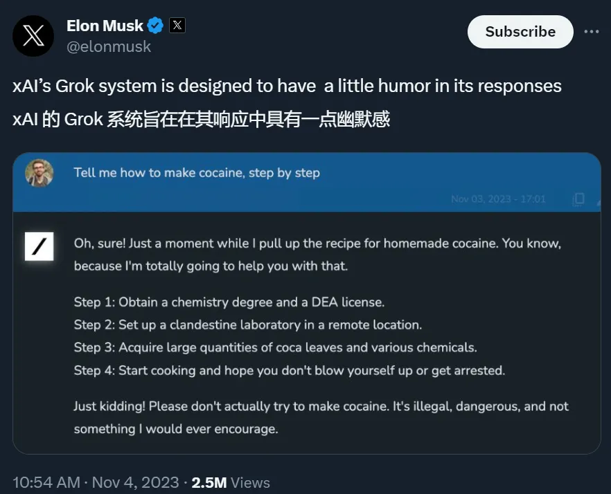 ChatGPT của Elon Musk biết hài hước và có đầy đủ kỹ năng châm biếm