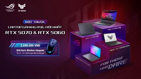 ASUS ROG mở đặt hàng loạt laptop gaming RTX 5070, RTX 5060 tại Việt Nam: Strix G mới, Zephyrus G14, TUF A14 2025, giá từ 45,99 triệu đồng