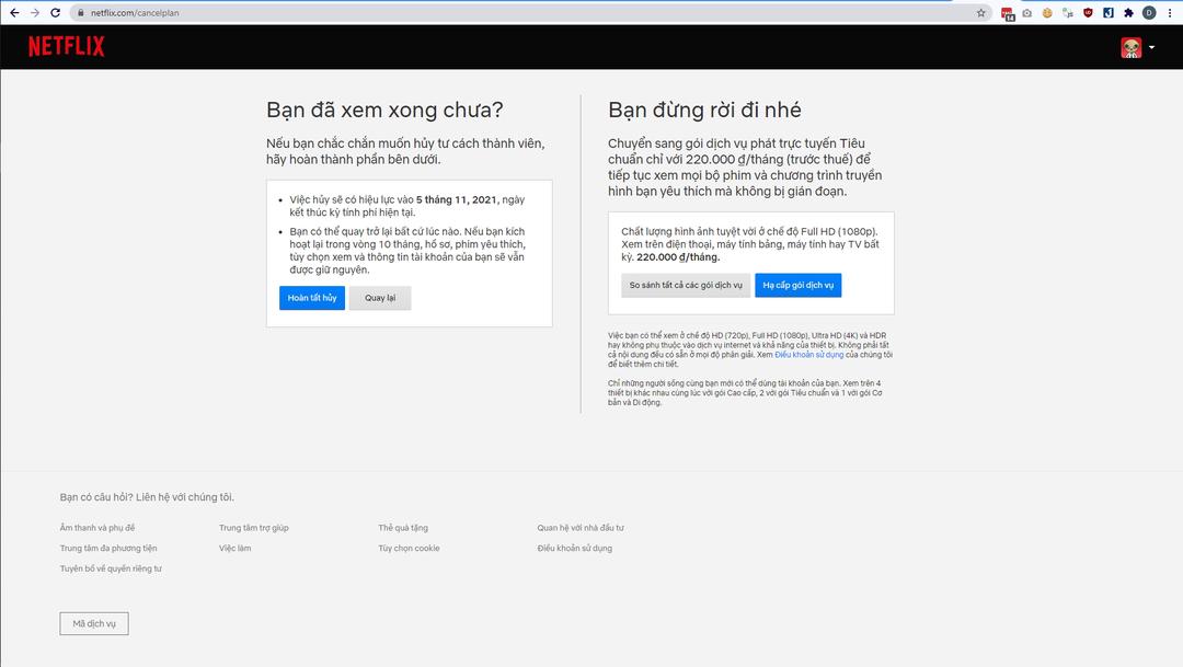 Cách hủy đăng ký Netflix