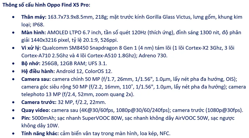 Oppo Find X5 Pro chính thức ra mắt: lưng gốm, vẫn 2 camera 50MP, sạc nhanh 80W