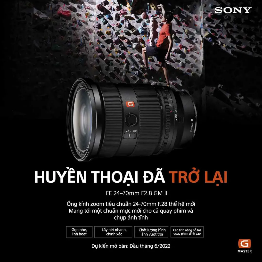 Sony trình làng FE 24-70mm 2.8 GM II: ống kính zoom tiêu chuẩn khẩu độ F2.8 nhỏ và nhẹ nhất thế giới