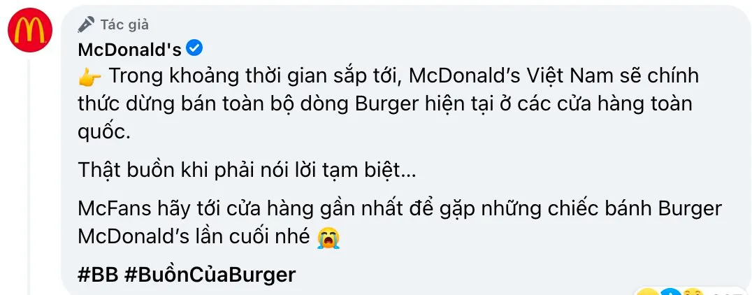 "Làm mưa làm gió" trên toàn cầu, vì sao McDonald's phải ngừng bán toàn bộ dòng burger tại Việt Nam?