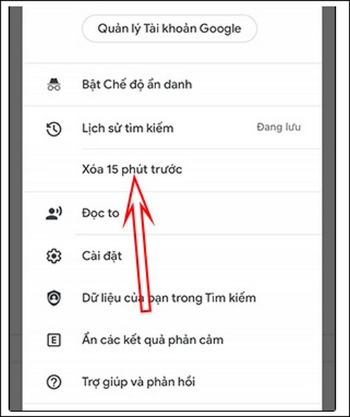 2 bước xóa nhanh lịch sử tìm kiếm trên Google