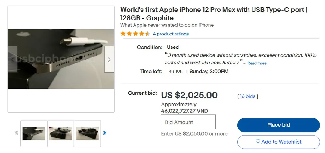 Chiếc iPhone 12 Pro Max đầu tiên chuyển đổi thành công sang cổng USB-C