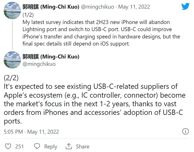 Apple sẽ bỏ cổng Lightning chuyển sang USB-C trên iPhone từ 2023