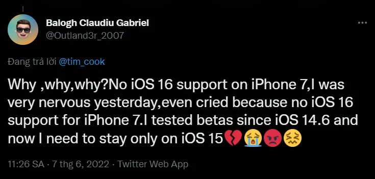 Apple bị chỉ trích dữ dội vì iOS 16 không hỗ trợ iPhone 7