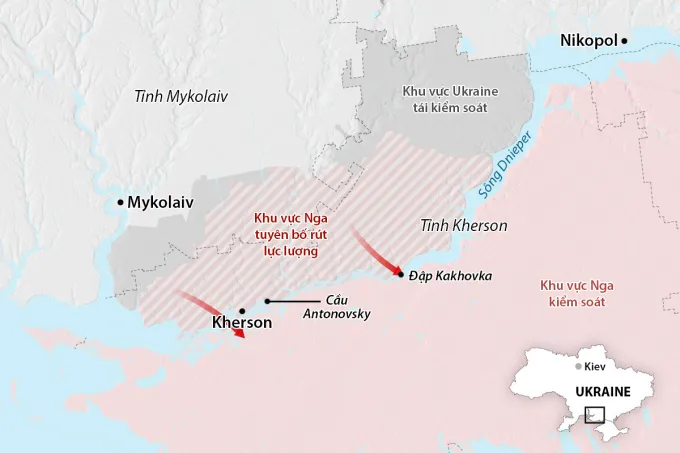 Sau khi rút khỏi Kherson, quân đội Nga vẫn kiểm soát hơn 80.000 km2, tình hình trên các mặt trận như thế nào?
