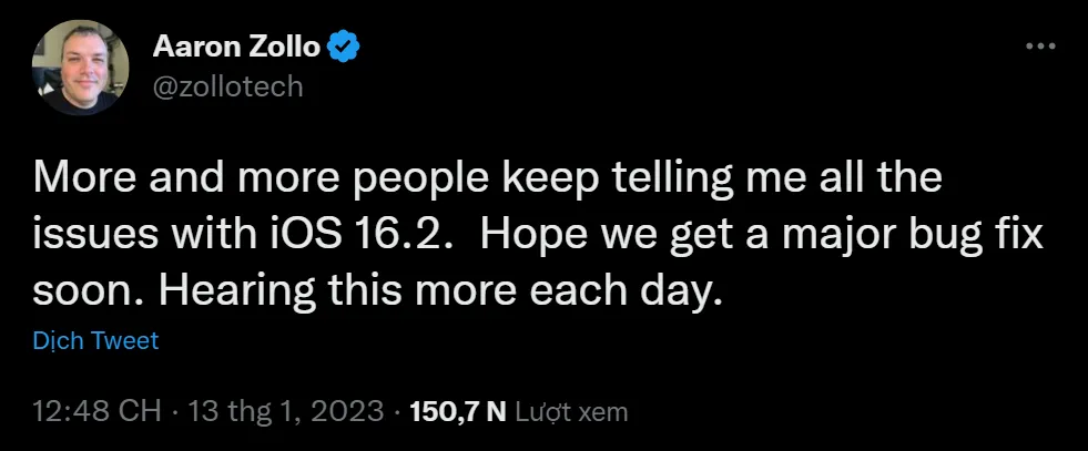 iOS 16.2 bị tố lỗi chồng lỗi, người dùng than trời vì iOS quá nhiều lỗi