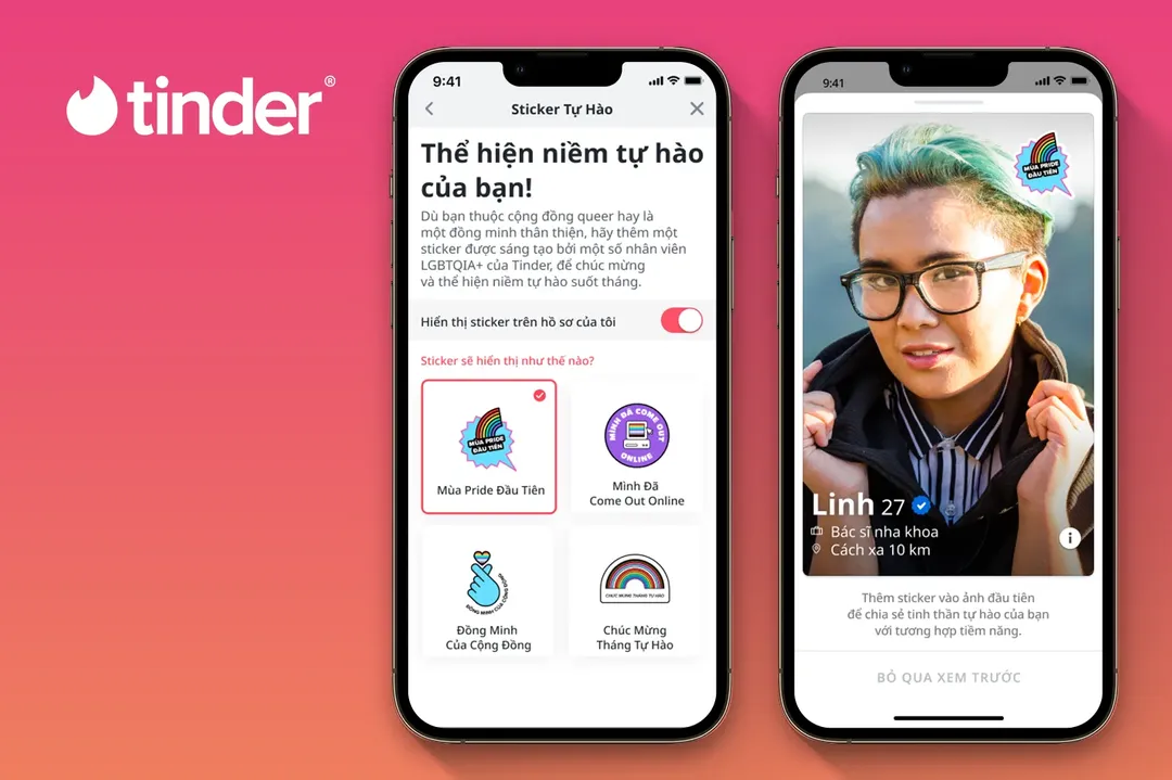 Tinder thêm huy hiệu “My First Pride” giúp người LGBTQIA+ tìm thấy cộng đồng của mình