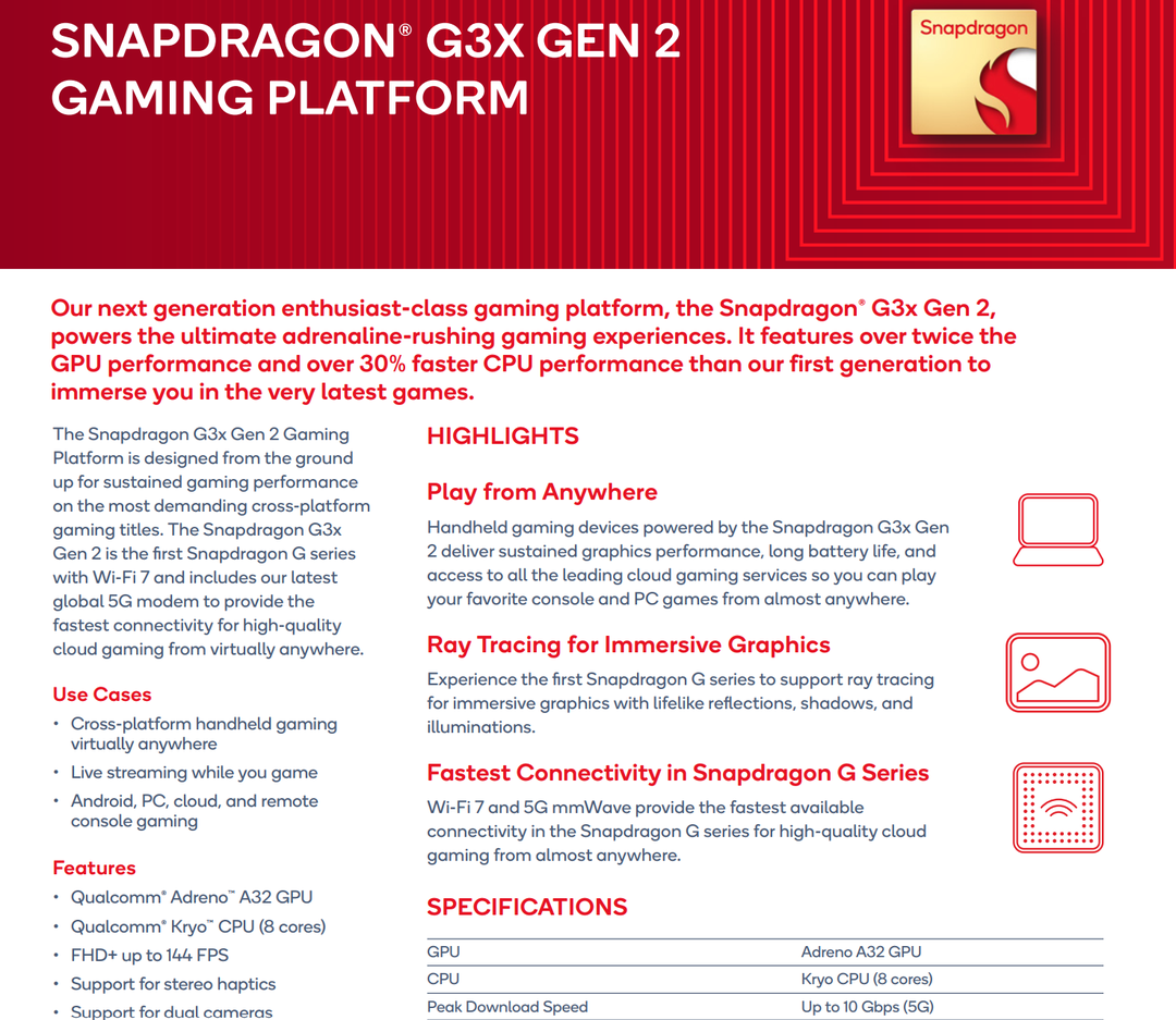 Qualcomm ra mắt Snapdragon G Series: dòng chip chuyên dụng cho các thiết bị chơi game cầm tay thế hệ mới