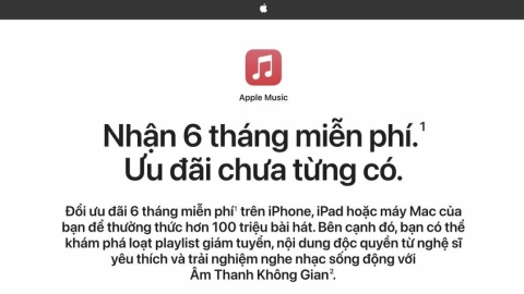 Apple bất ngờ tặng 6 tháng Apple Music miễn phí, đồng thời "mở khóa" hai tính năng sức khỏe tại Việt Nam