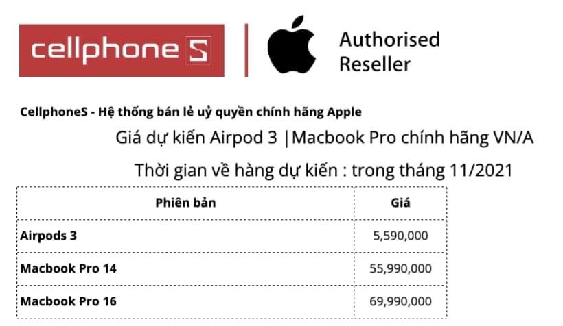 AirPods 3 giá tại Việt Nam cao hơn cả Airpods Pro, tháng 11 có hàng