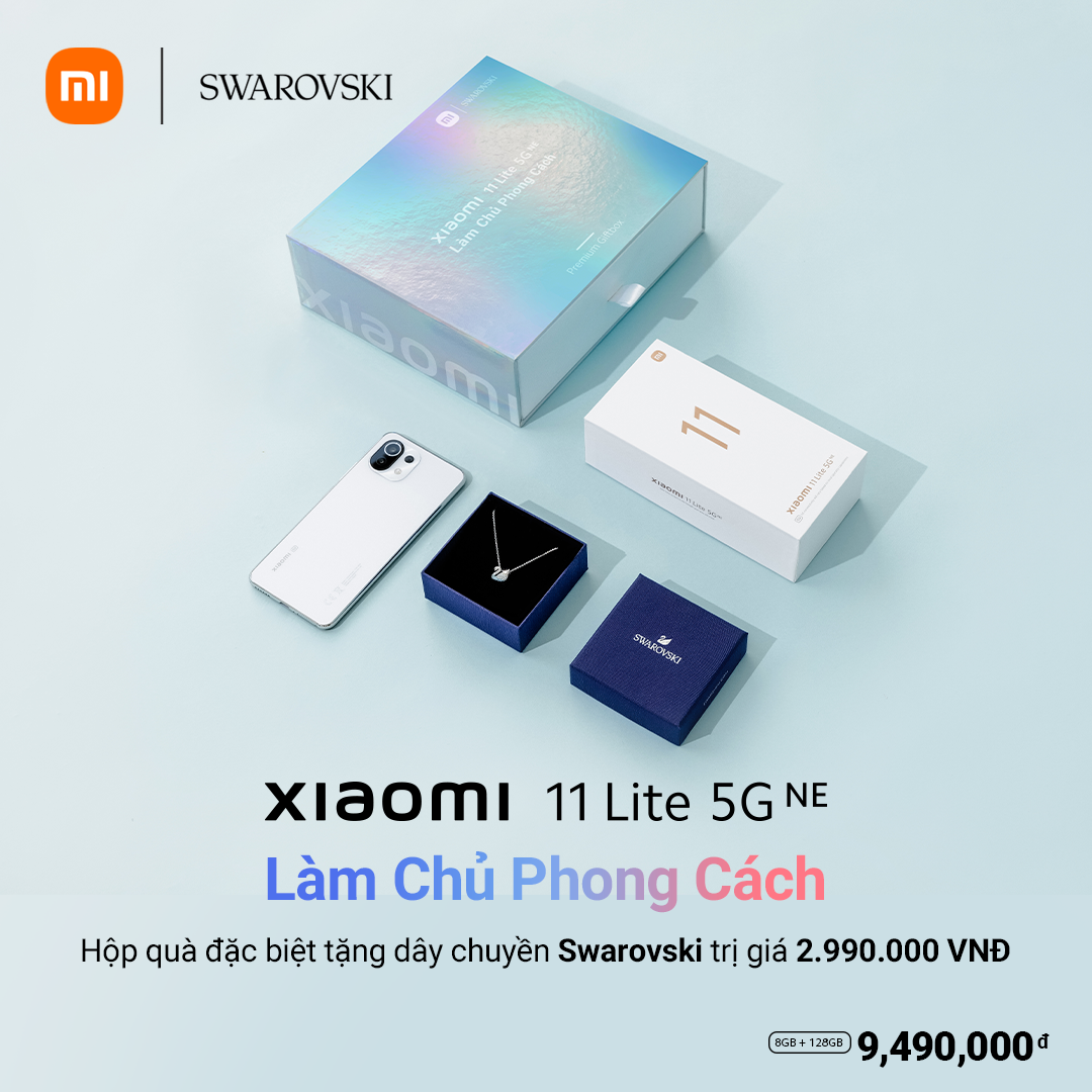 Xiaomi hợp tác cùng Swarovski ra mắt phiên bản Xiaomi 11 Lite 5G NE giới hạn, tặng kèm dây chuyền Swarovski, giá không đổi