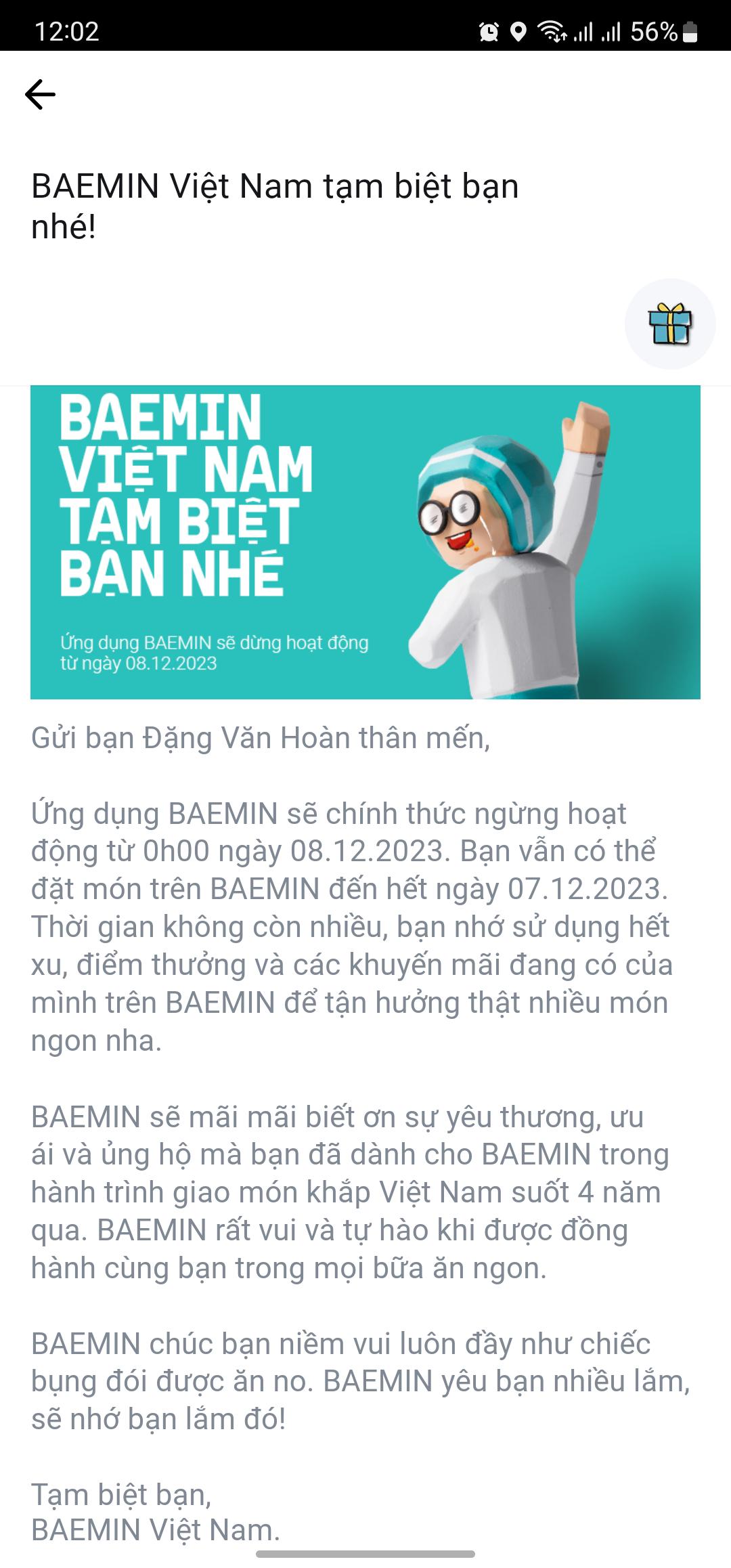 Baemin rút lui khỏi thị trường Việt Nam