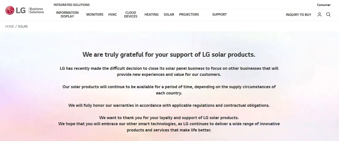 Sau smartphone, LG bán tiếp mảng kinh doanh pin mặt trời