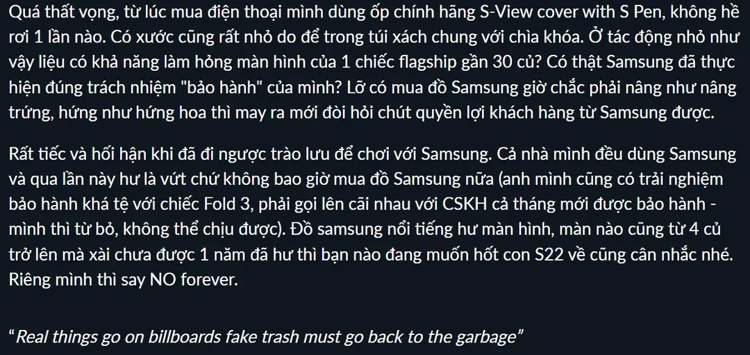 Khách Việt bức xúc chuyện đi bảo hành điện thoại Samsung, bạn có từng bị từ chối bảo hành?