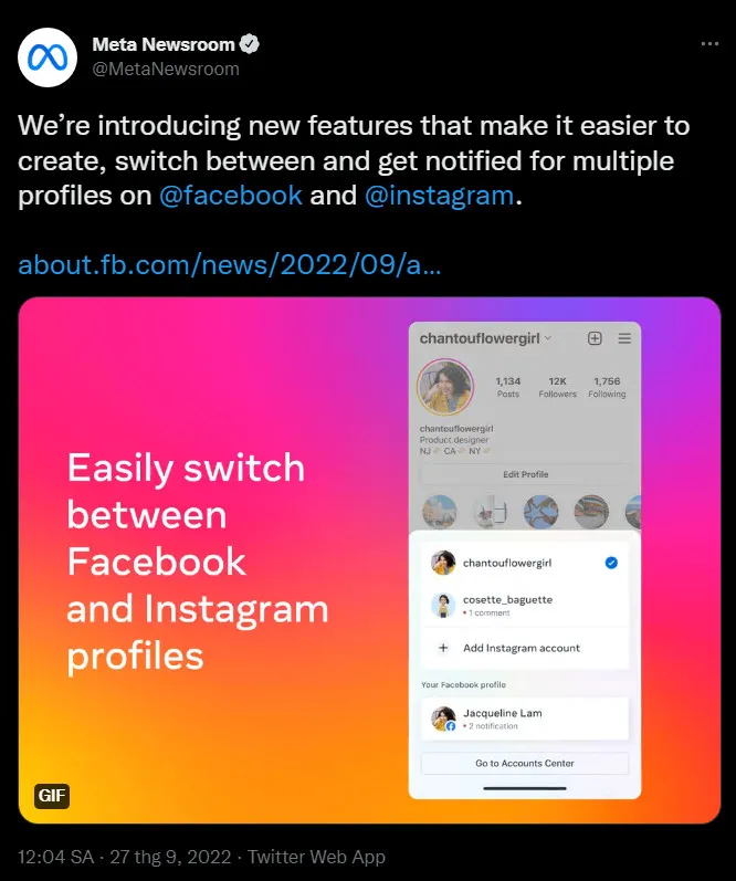 Sắp có thể chuyển đổi giữa tài khoản Facebook và Instagram trong một nốt nhạc