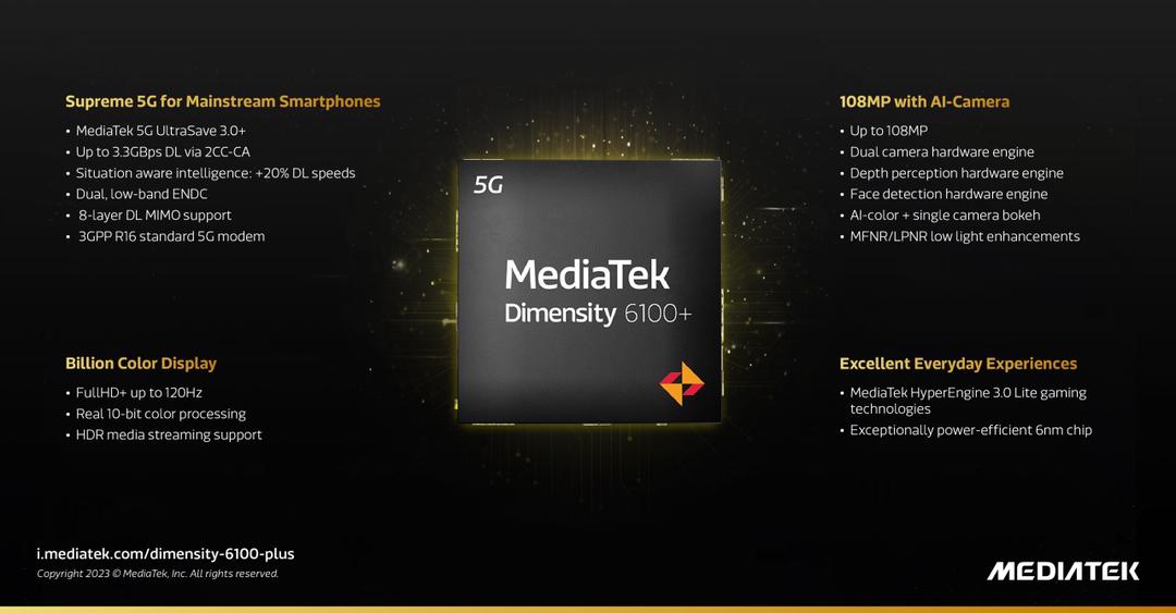 MediaTek trình làng Dimensity 6100+: phổ cập tính năng cao cấp cho smartphone 5G phổ thông