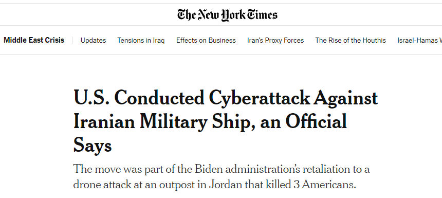 Mỹ thực hiện tấn công mạng vào tàu Iran