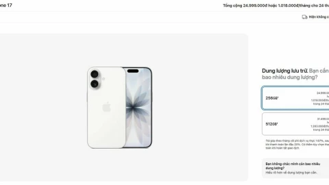 Giá bán iPhone 17 chính hãng (VN/A) tại Việt Nam là bao nhiêu?