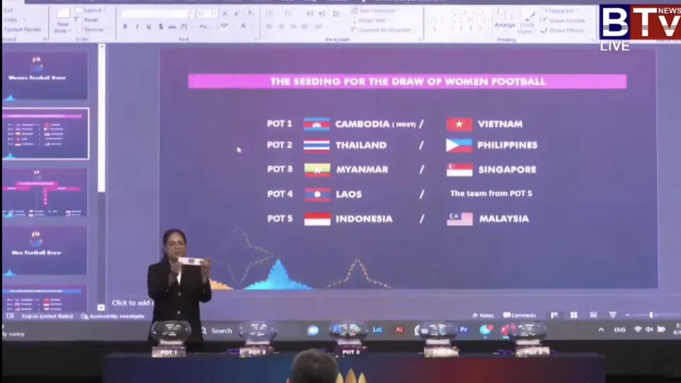 Campuchia lộ slide trình chiếu Powerpoint khi bốc thăm chia bảng SEA Games 32, nhưng không như bạn nghĩ đâu