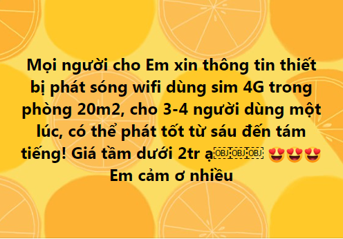 Thiết bị phát sóng wifi dùng sim 4G trong phòng 20m2 nên mua loại nào?