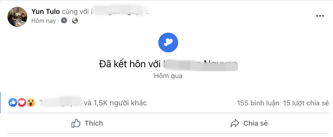 Hoài Lâm đổi trạng thái “kết hôn” với bạn gái 18 tuổi