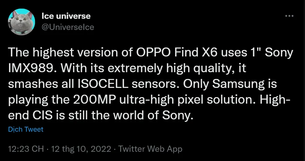 Leaker uy tín tuyên bố: cảm biến 1 inch của Sony “ghiền nát” toàn bộ cảm biến Samsung 