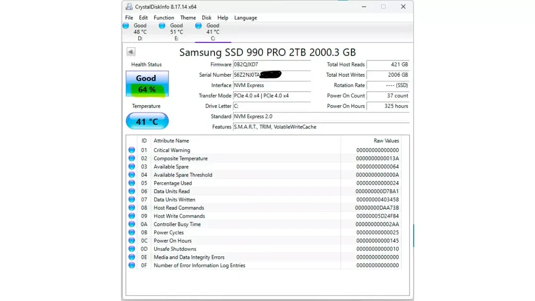 Ổ cứng SSD Samsung hao mòn nhanh bất thường