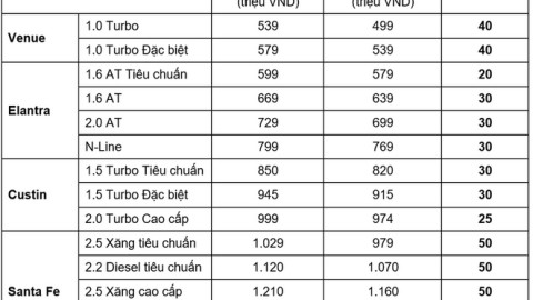 Huyndai bất ngờ giảm giá tới 100 triệu đồng nhiều mẫu xe ở Việt Nam