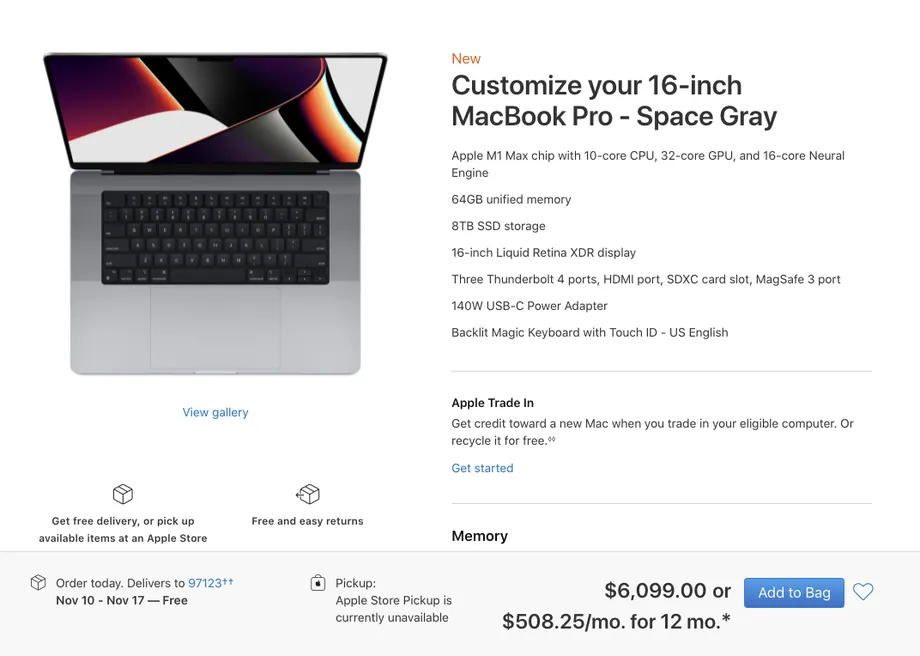 MacBook Pro “max option” giá gần 140 triệu đồng
