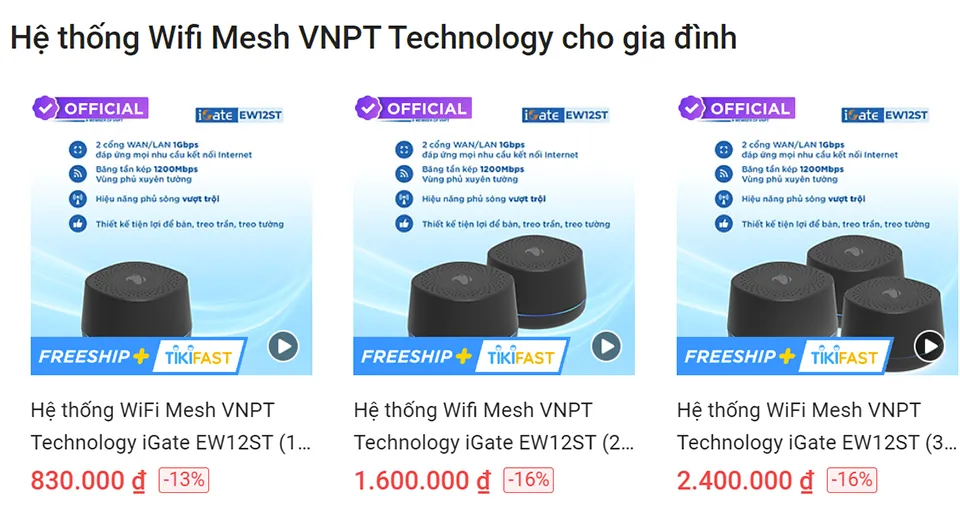 Bộ Wi-Fi mesh mới của VNPT Technology lên kệ trên các sàn thương mại điện tử