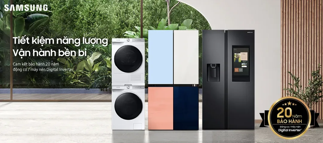 Samsung tăng thời gian bảo hành động cơ máy giặt, tủ lạnh lên 20 năm ở Việt Nam