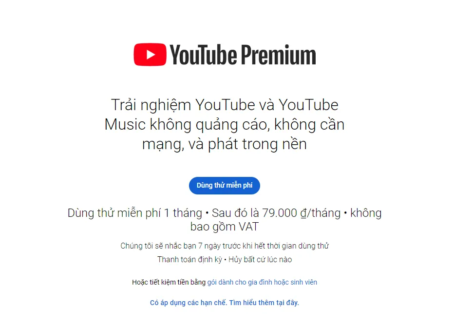 Youtube Premium tại Việt Nam có giá bao nhiêu? Youtube Premium có dùng được nhiều tài khoản không?