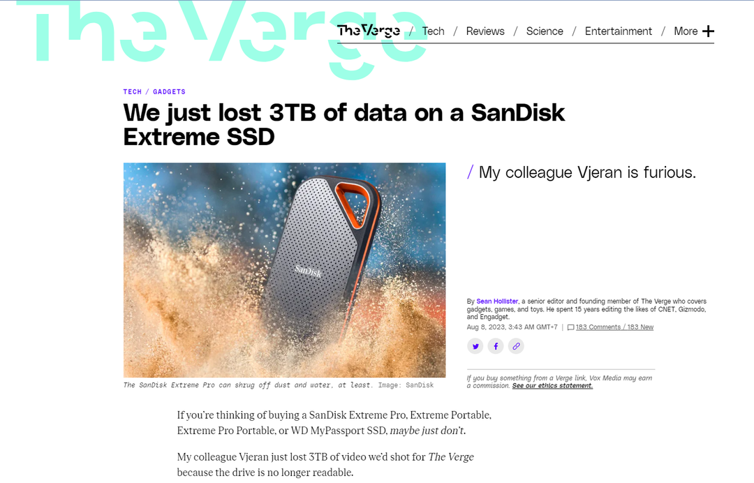 SSD di động của SanDisk liên tục “tèo”, không muốn mất tiền với data thì đừng dại mà mua!