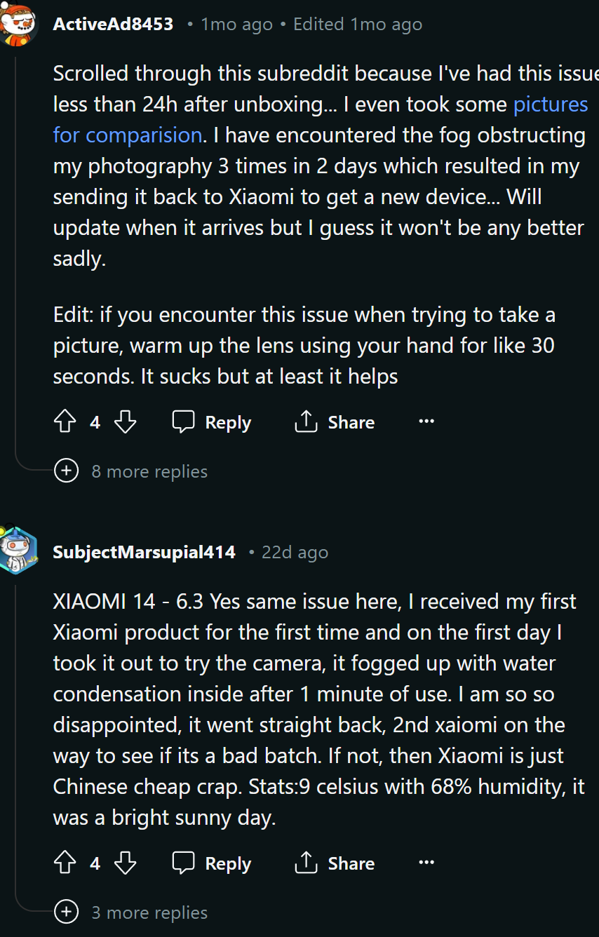 Người dùng Việt Nam tố Xiaomi 14 series bị đọng sương ở camera, đến cả nước ngoài cũng bị