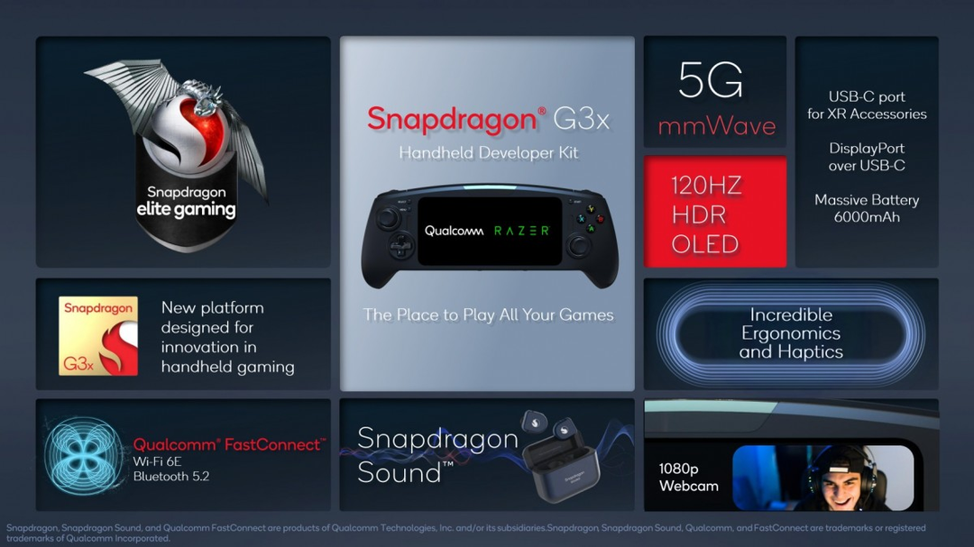 Qualcomm Snapdragon G3x Gen 1: chip chuyên game cho handheld, hợp tác với Razer