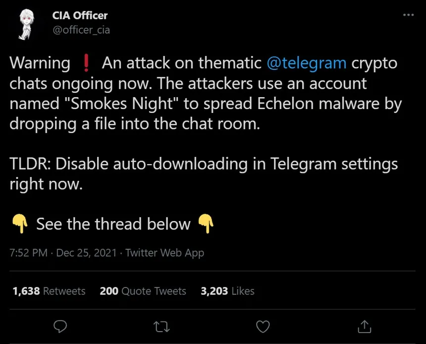 Tắt tính năng trên Telegram để tránh bị đánh cắp ví tiền số